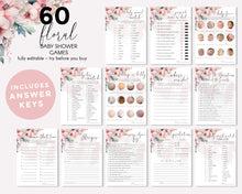 60 Pink Floral Baby Shower Games Bundle