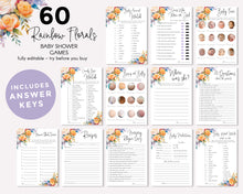 60 Rainbow Florals Baby Shower Games Bundle
