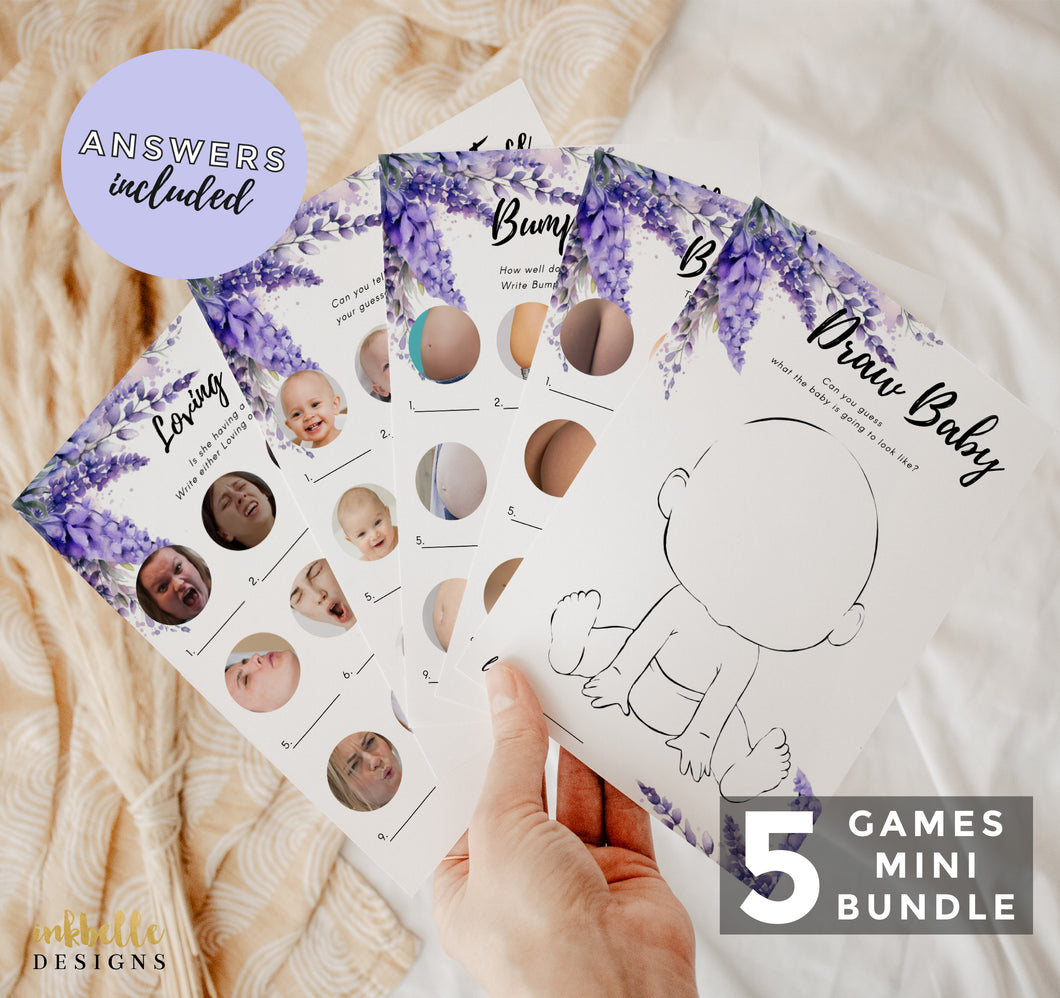 Best Sellers Lavender Fields Baby Shower Games Bundle