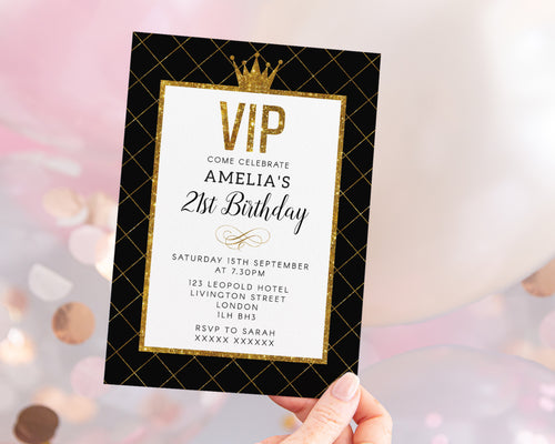 Gold VIP Birthday Invitations