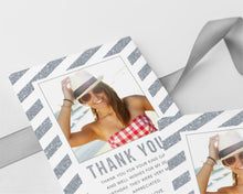 Silver Stripes Birthday Thank You Cards