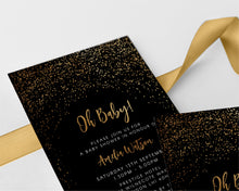 Black and Gold Speckle Baby Shower Invitations