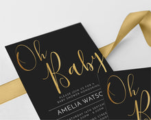 Oh Baby Black & Gold Baby Shower Invitations