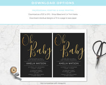 Oh Baby Black & Gold Baby Shower Invitations