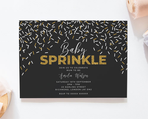 Gold Baby Sprinkle Invitations