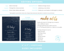 Navy and Silver Speckle Baby Shower Invitations