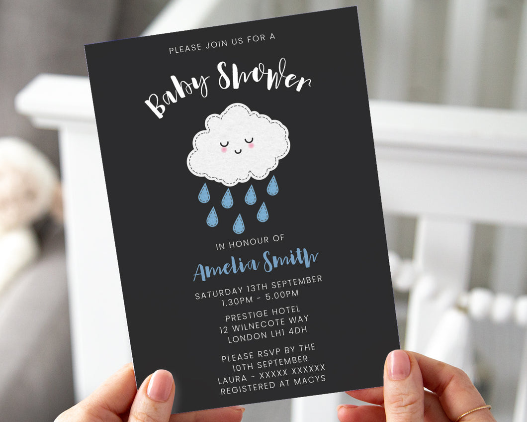 Raincloud Baby Shower Invitations