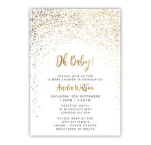 Gold Speckle Baby Shower Invitations