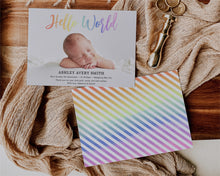 Hello World Rainbow Baby Birth Announcement