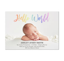 Hello World Rainbow Baby Birth Announcement