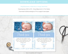 Blue Lace Christening Thank You Card