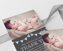 Blue Bunting Christening Thank You Card