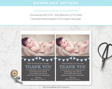 Blue Bunting Christening Thank You Card