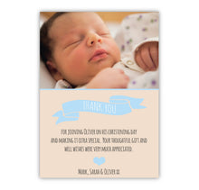 Blue Rustic Christening Thank You Card