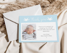 Blue Doves Christening Thank You Card