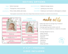 Floral Bliss Pink Birth Announcement