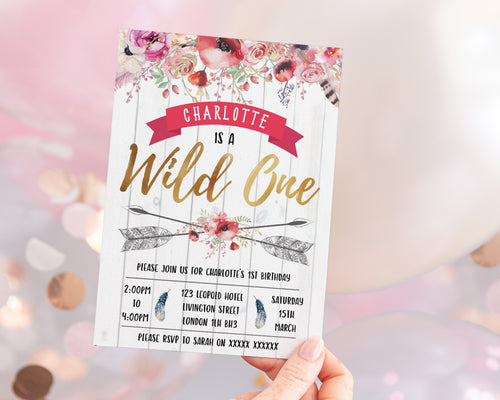 Wild One 1st Birthday Invitations