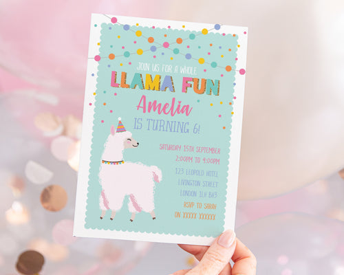 A Whole Llama Fun Birthday Invitation