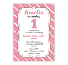 Pink Stripes Birthday Invitations