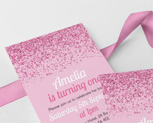Pink Glitter Birthday Invitations