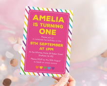 Rainbow Pink Birthday Invitations