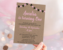 Pink Bunting Birthday Invitations