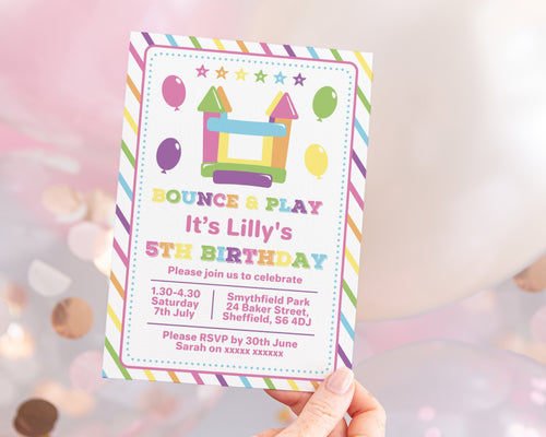 Bounce Pastel Birthday Invitations