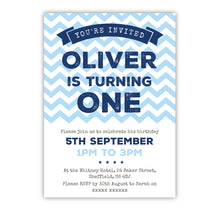 Blue Chevron Birthday Invitations