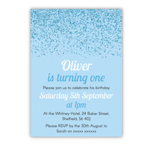Blue Glitter Birthday Invitations