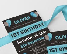 Blue Balloon Birthday Invitations