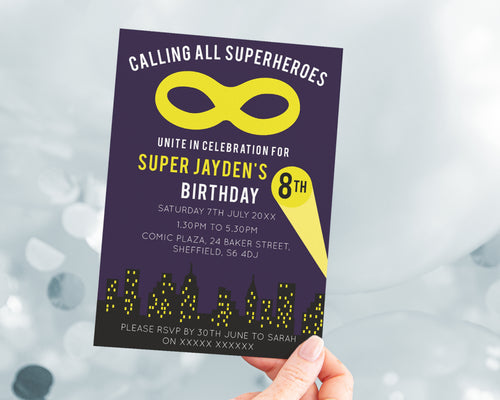 Super Hero Birthday Invitations