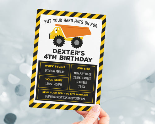 Construction Birthday Invitations