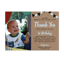 Blue Bunting Birthday Thank You Card