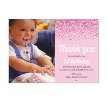 Pink Glitter Birthday Thank You Card
