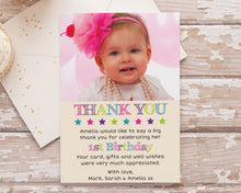 Pink Stars Birthday Thank You Card