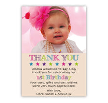 Pink Stars Birthday Thank You Card