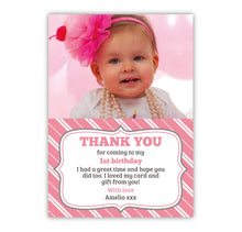 Pink Stripe Birthday Thank You Card