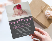 Pink Bunting Christening Thank You Card