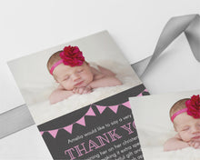 Pink Bunting Christening Thank You Card
