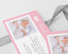 Pink Doves Christening Thank You Card