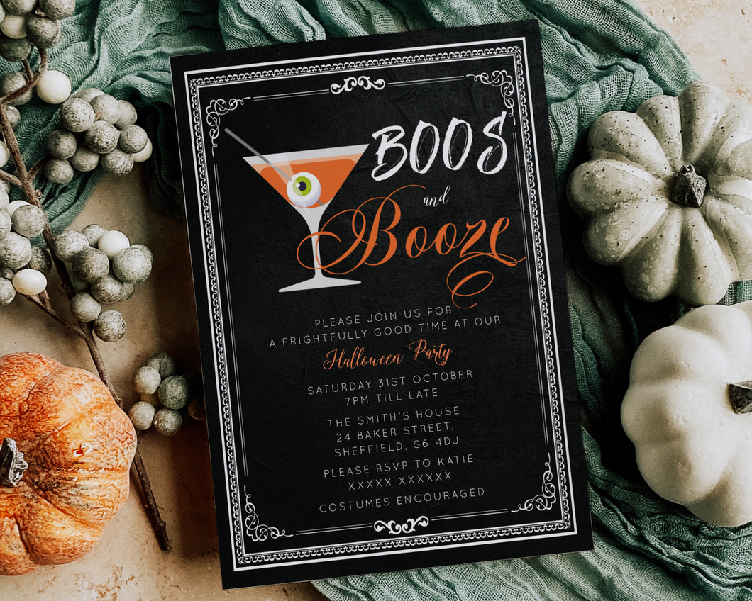 Boos & Booze Halloween Invitations