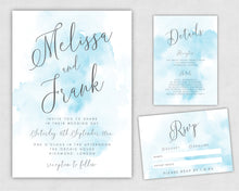 Blue Watercolor Wedding Invitation Bundle