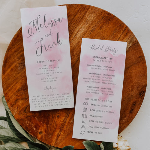 Pink Watercolor Order of Service