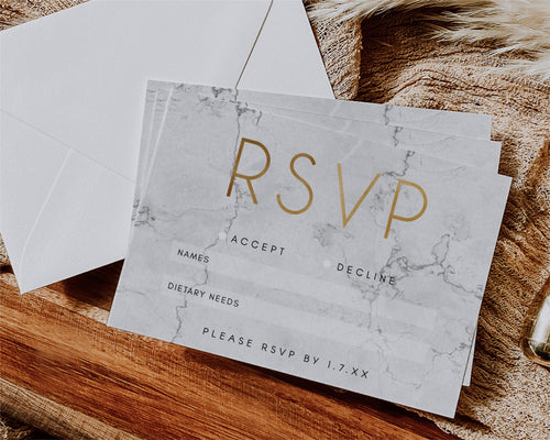 Gold Marble Wedding RSVPs