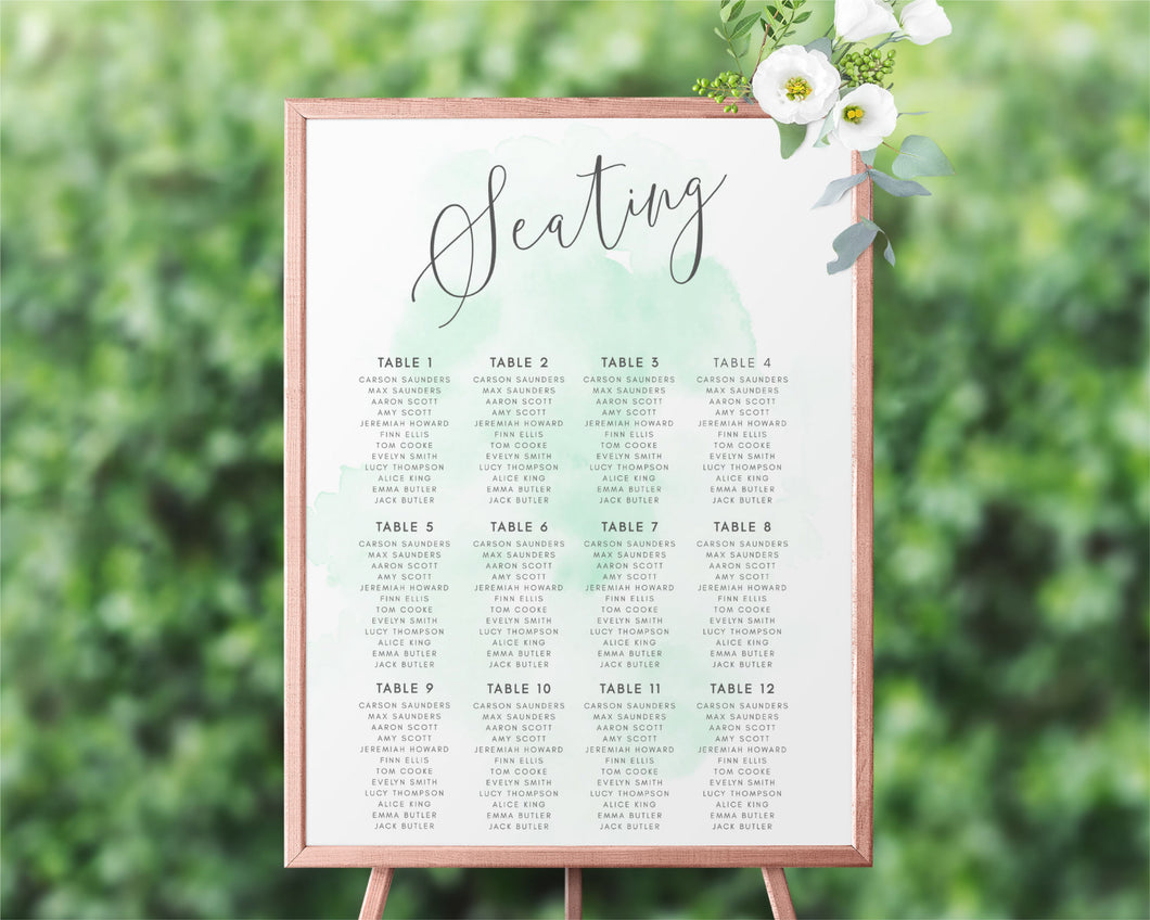 Mint Watercolor Seating Chart