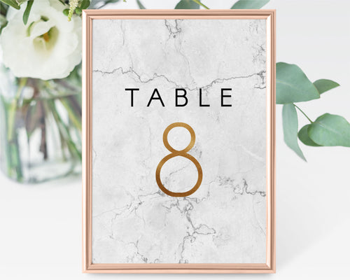 Gold Marble Table Numbers