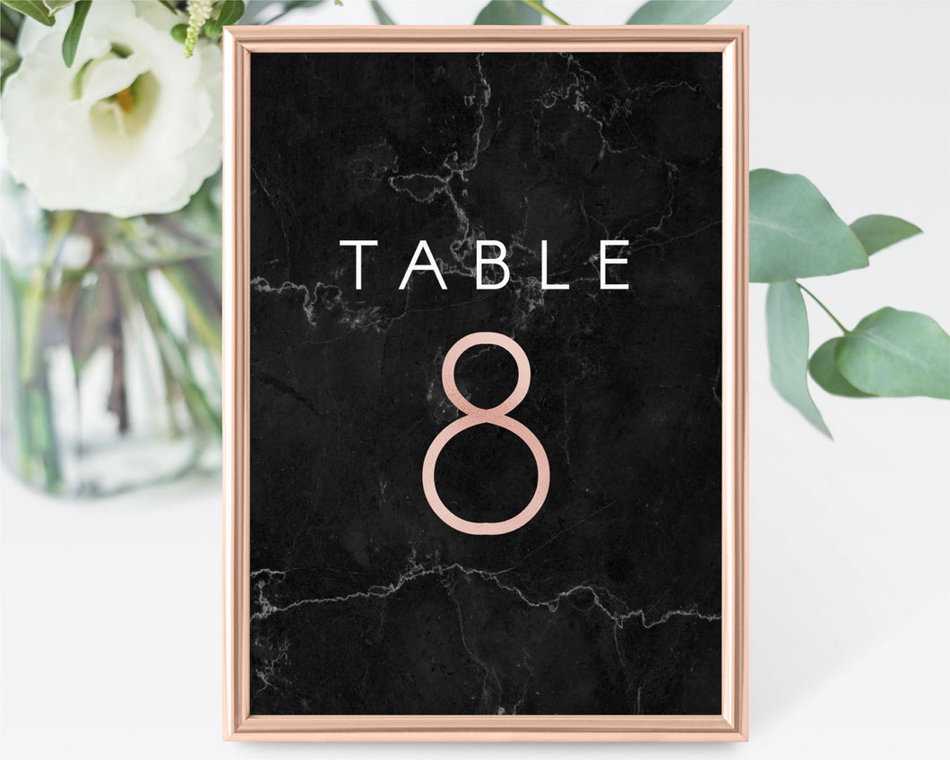 Dark Marble Table Numbers