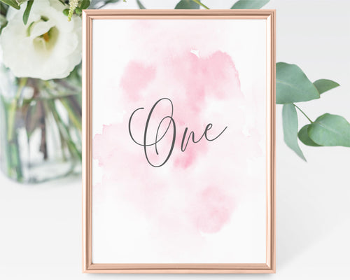 Pink Watercolor Table Numbers