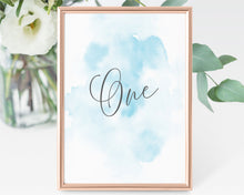 Blue Watercolor Table Numbers