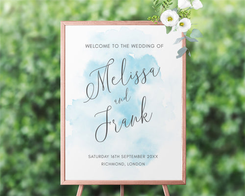 Blue Watercolor Welcome Sign